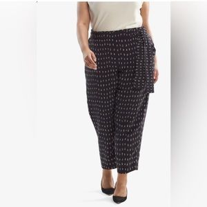 MM LaFleur professional dress pants wide leg navy swipe with sash size 16 BNWT